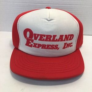 Vtg Overland Express Vernon Headliner Spell Out Snap Back Trucker Baseball Cap